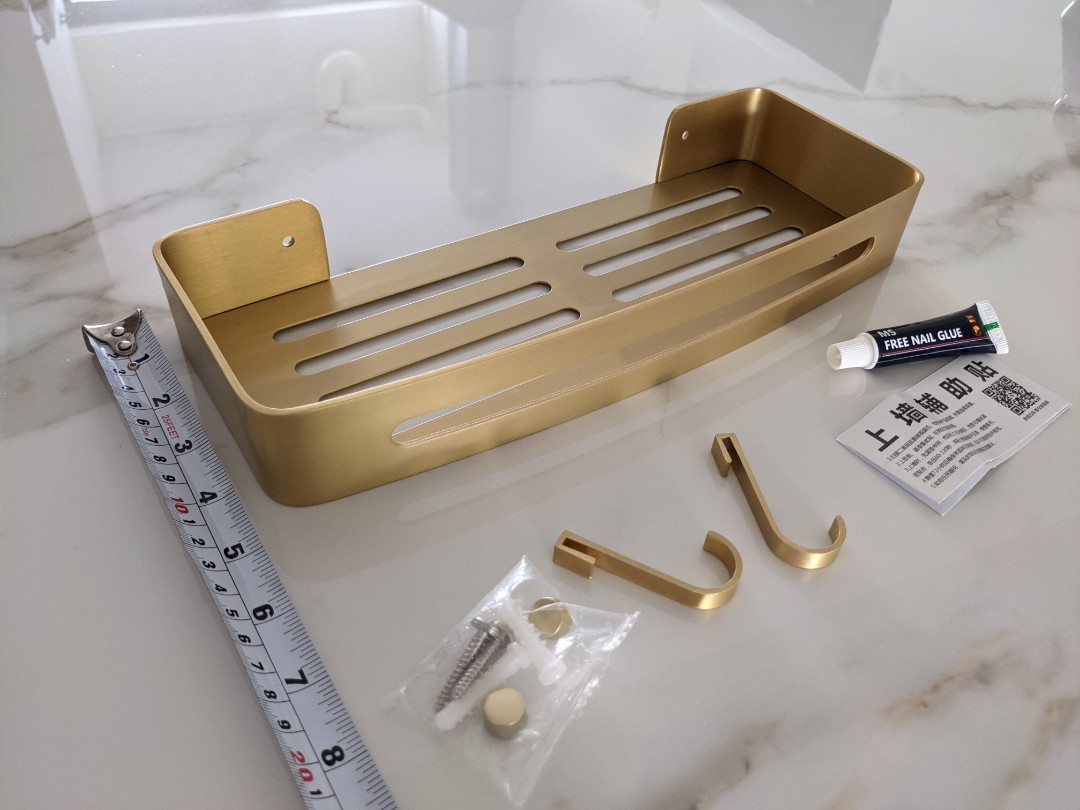Brushed gold bathroom shelf, Furniture & Home Living, Bathroom