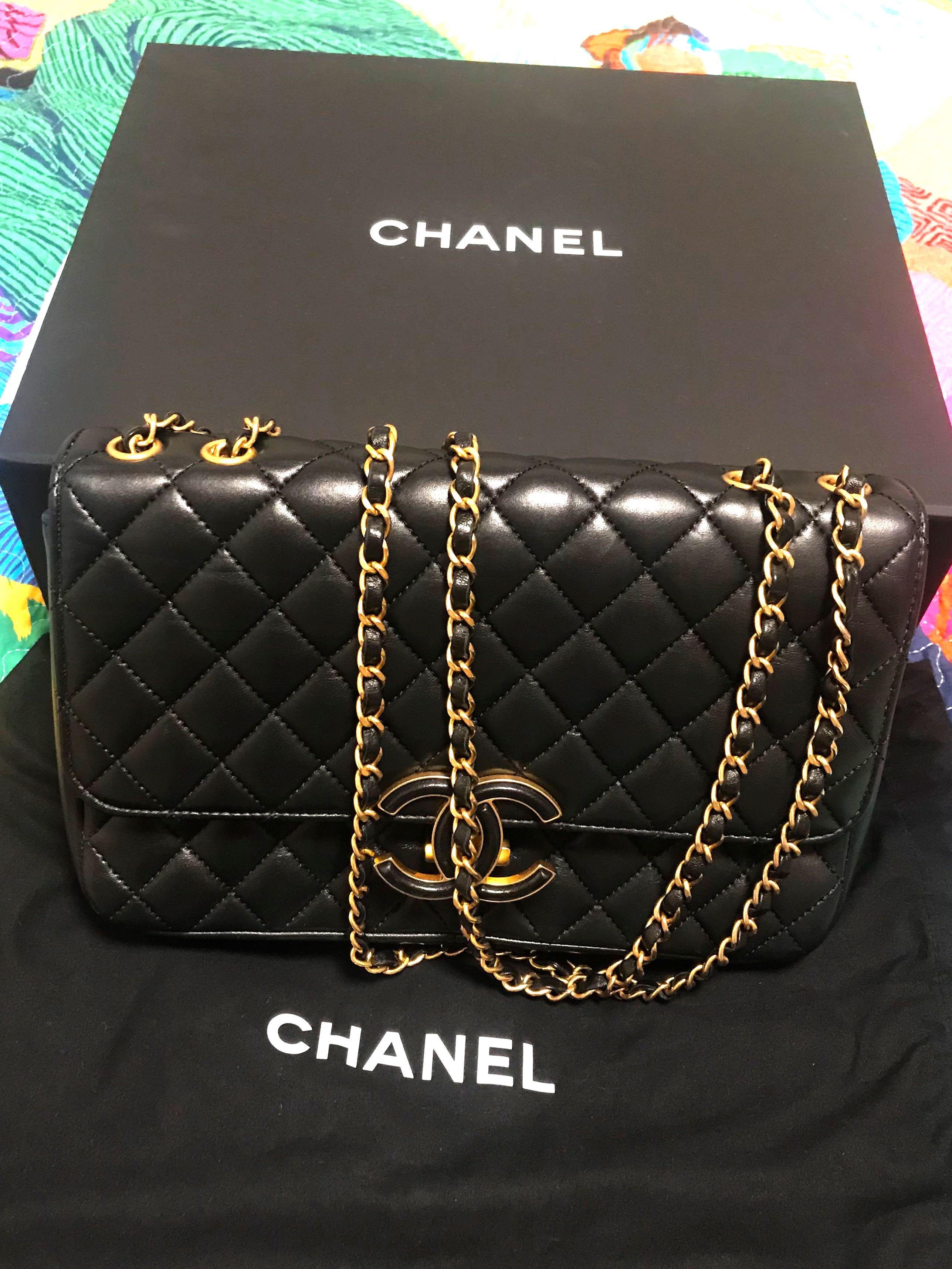 Vintage Chanel Black Jumbo Classic Flap Bag