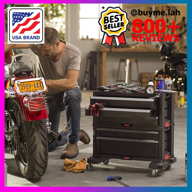 Keter USA Rolling Tool Chest box with Storage Drawers, Locking System