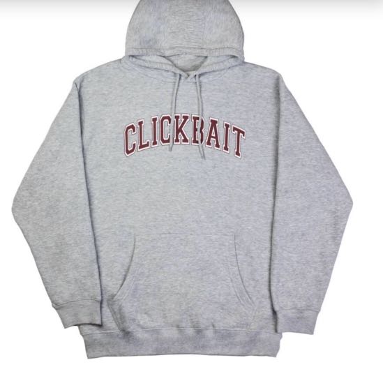 Grey shop clickbait hoodie