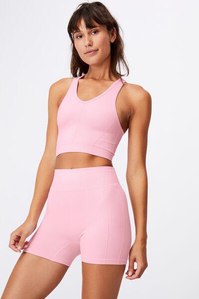 cotton on body baby pink ribbed biker shorts, Women's Fashion