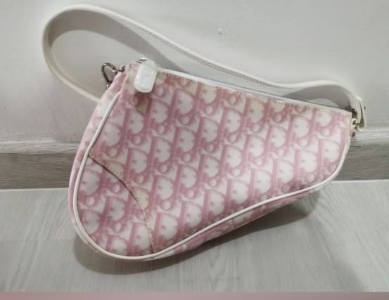 Saddle vintage classic handbag Dior Pink in Cotton - 30614032