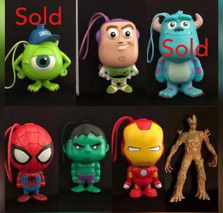 Disney Monsters Inc Pixar and Marvel Avengers Guardians of the Galaxy figures movie figurine collectible toy cake topper decor decoration cartoon Mike Wazowski Sulley Buzz lightyear Spiderman Hulk Iron man Groot tree