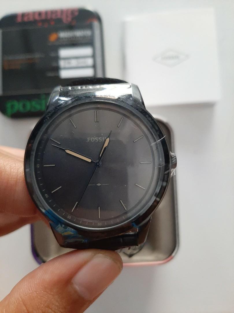 Fossil FS5573 The Minimalist Men Black Dial Dark Brown Leather