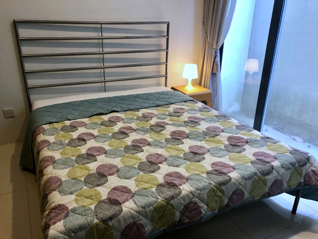 Ikea Heimdal Silver Metal Bedframe Queen Size with free foam mattress