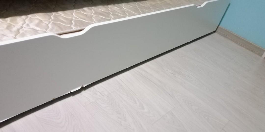 IKEA FLAXA White Single Bed Frame only with pull out bed, Furniture