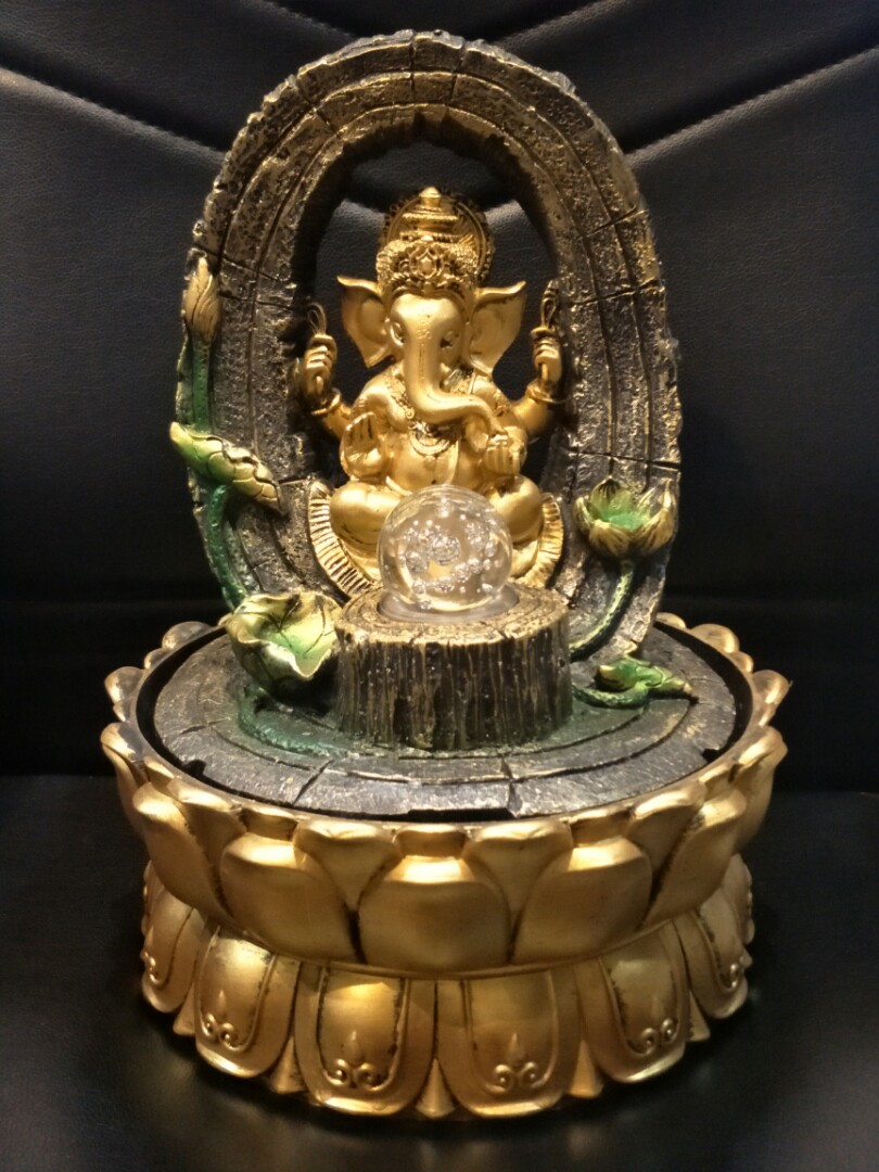 Indoor Ganesha Water Fountain in Gold in colour., Furniture & Home