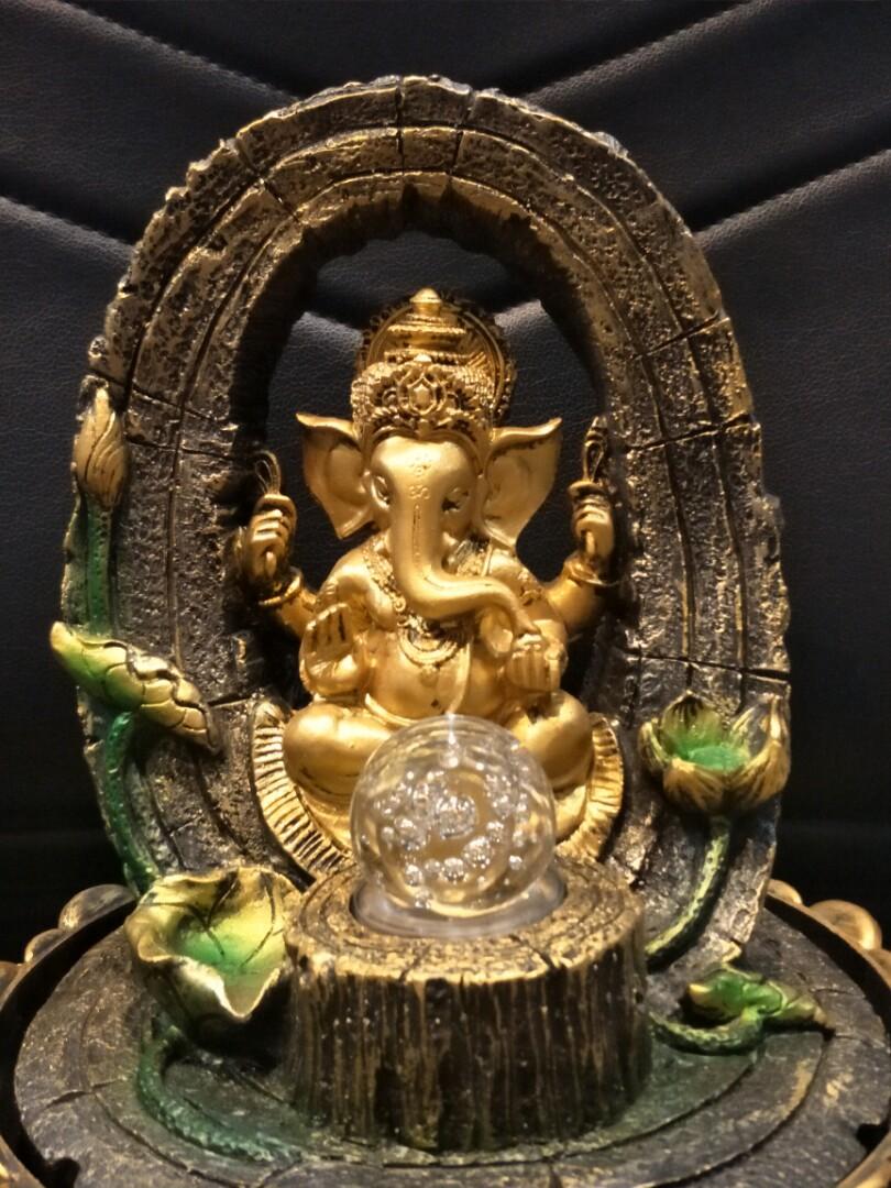 Indoor Ganesha Water Fountain in Gold in colour., Furniture & Home
