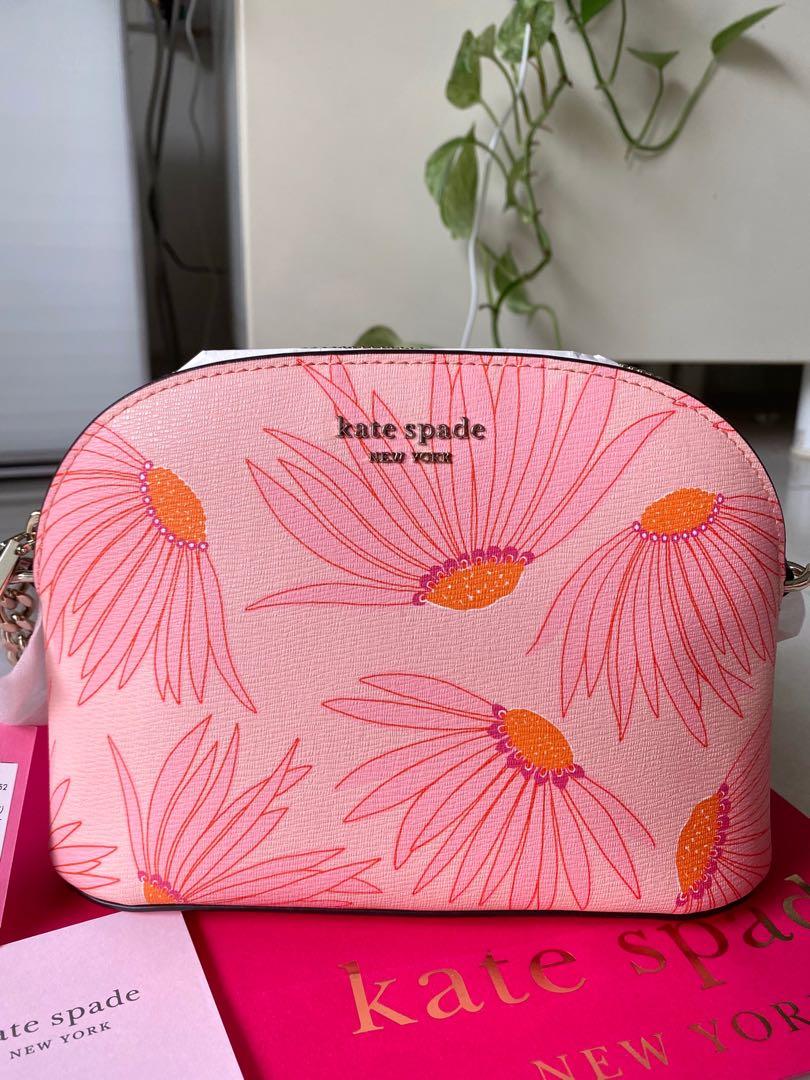 INSTOCK Kate Spade Spencer Falling Flower Small Dome Crossbody Slingbag Pink Multi Coral Peach