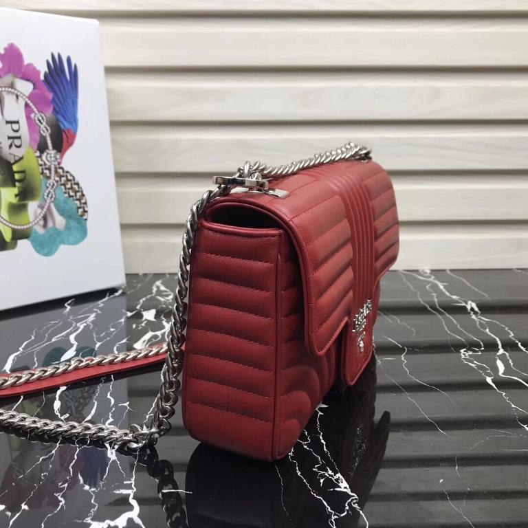 Medium Leather Prada Diagramme Bag Women s Fashion Bags