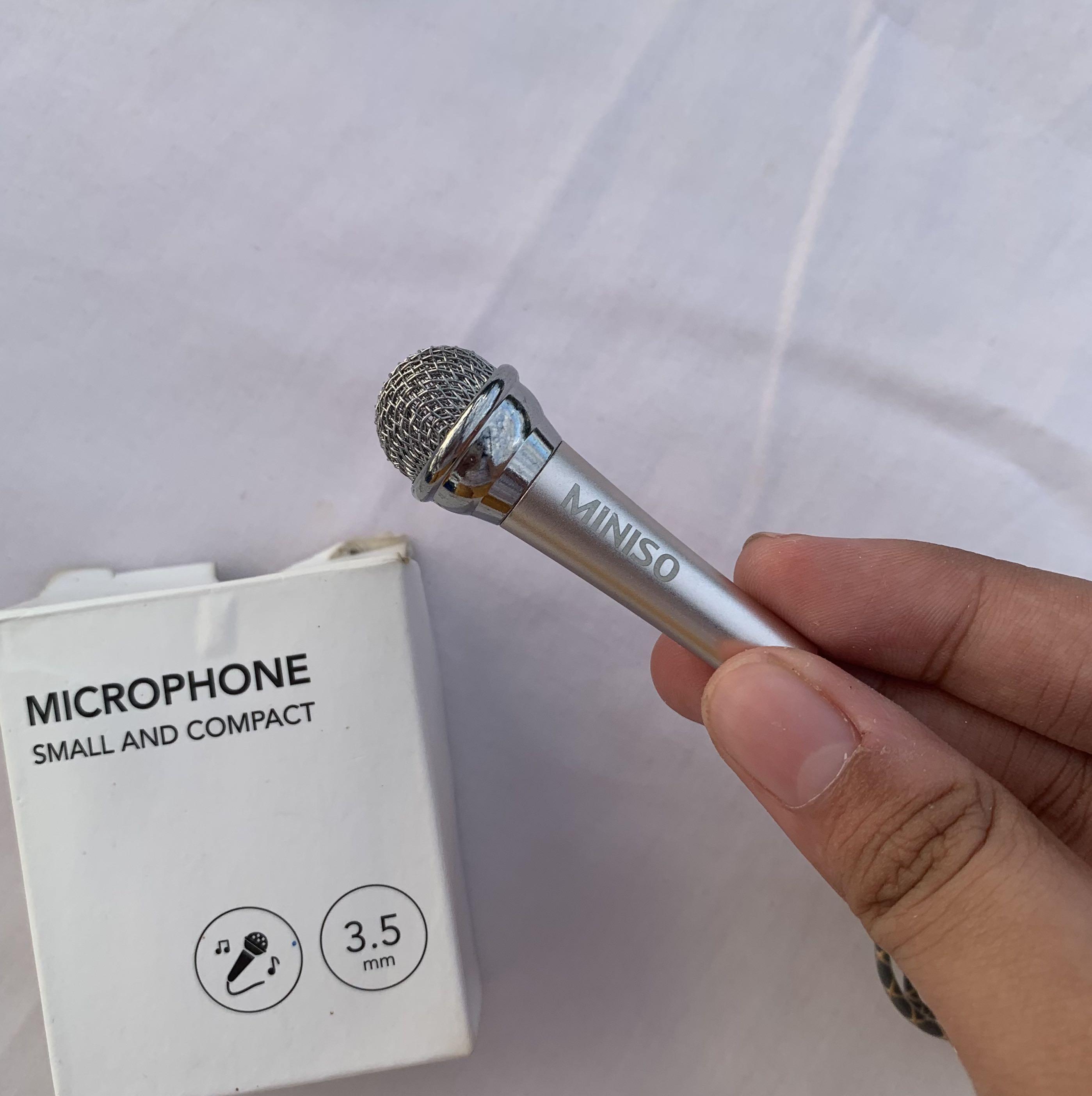 mini microphone gold miniso small compact mic 3.5mm, Audio, Microphones