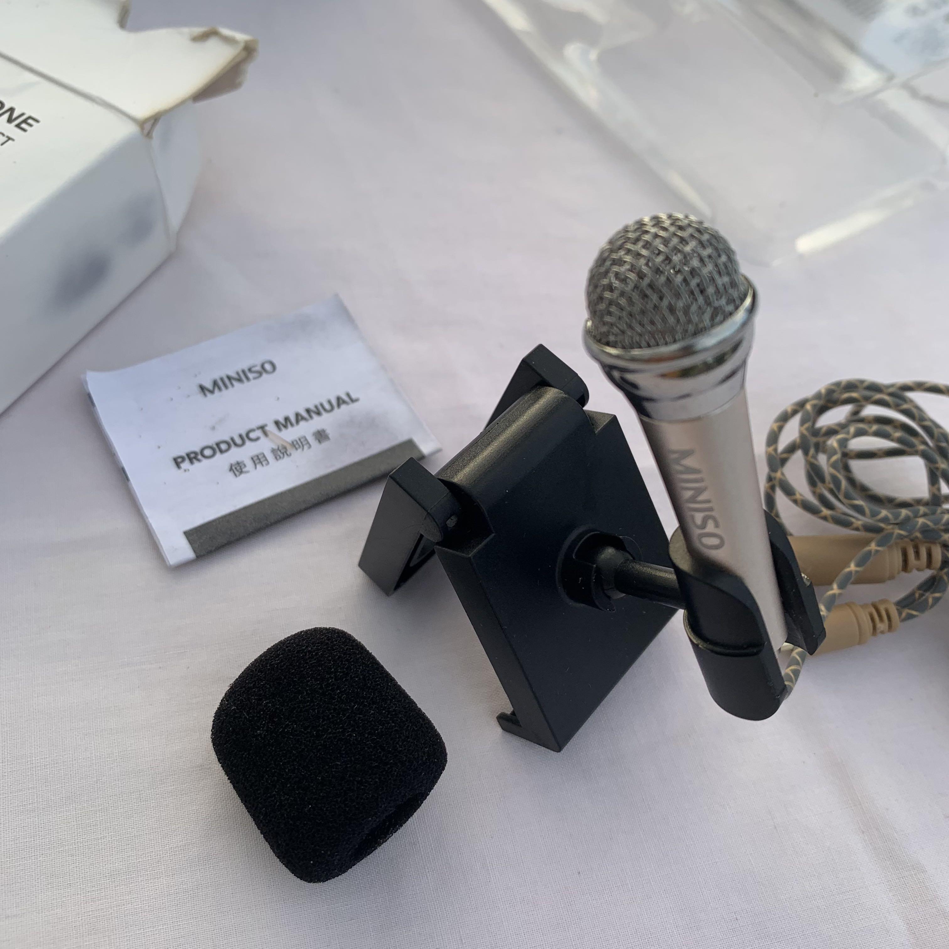 mini microphone gold miniso small compact mic 3.5mm, Audio, Microphones