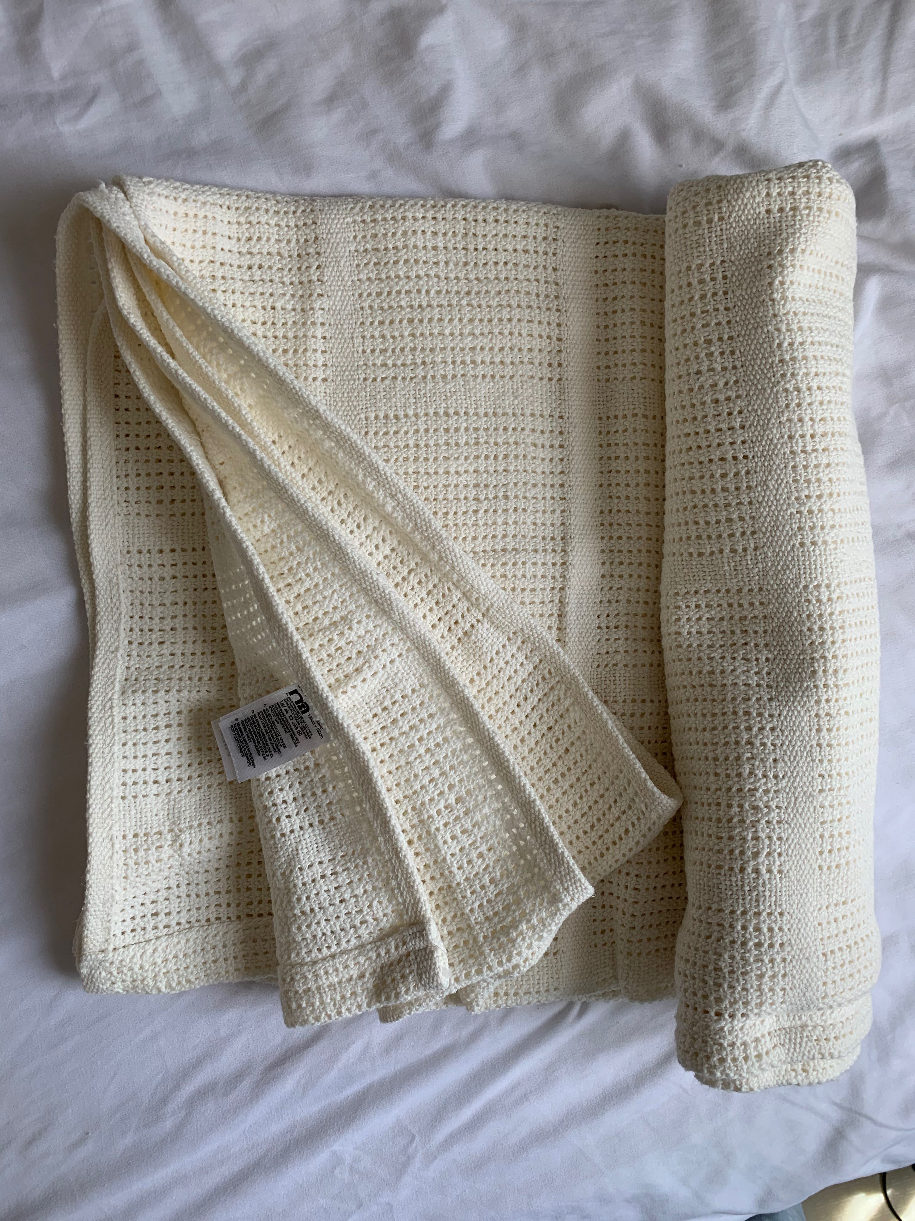 NEW MOTHERCARE Knitted Cotton Blanket Yellow Cream Babies
