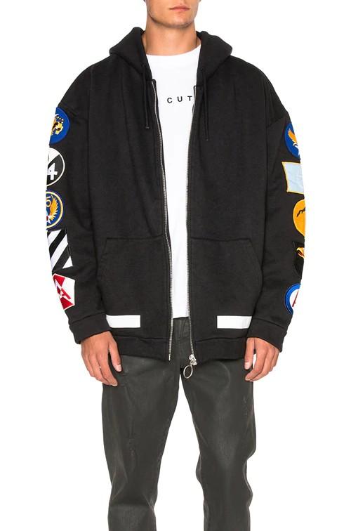 Off white outlet patch zip hoodie