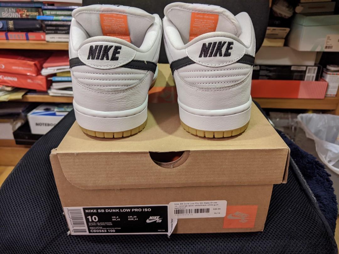 Orange Label Nike SB Dunk low pro ISO WHITE/BLACK, Men's Fashion