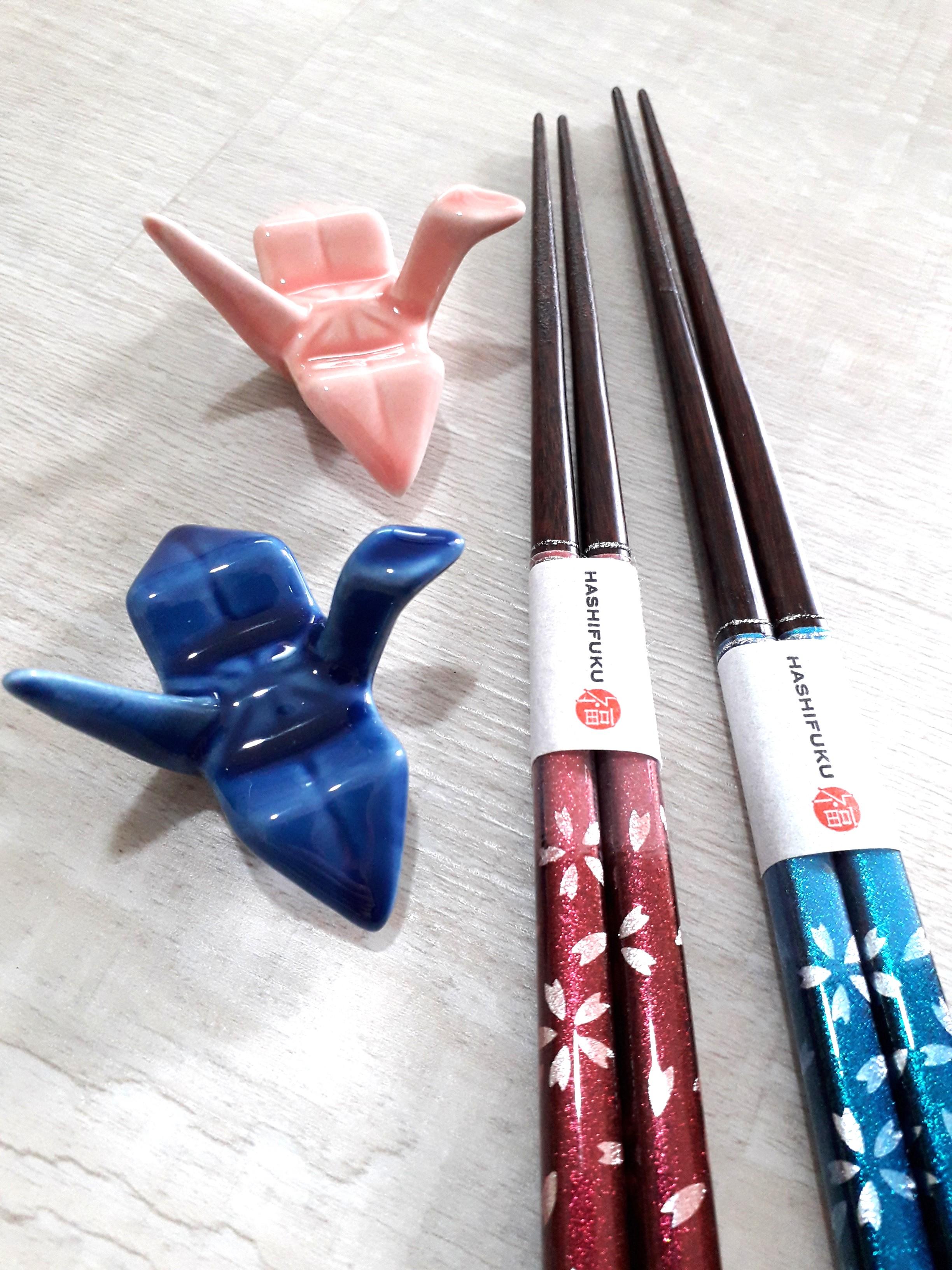 KAWAI Japanese HASHIFUKU handcrafted chopsticks with origami crane
