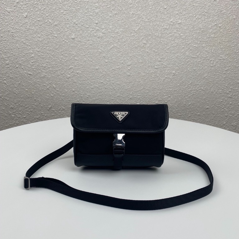 Saffiano Leather Phone Case With Logo in Black - Prada