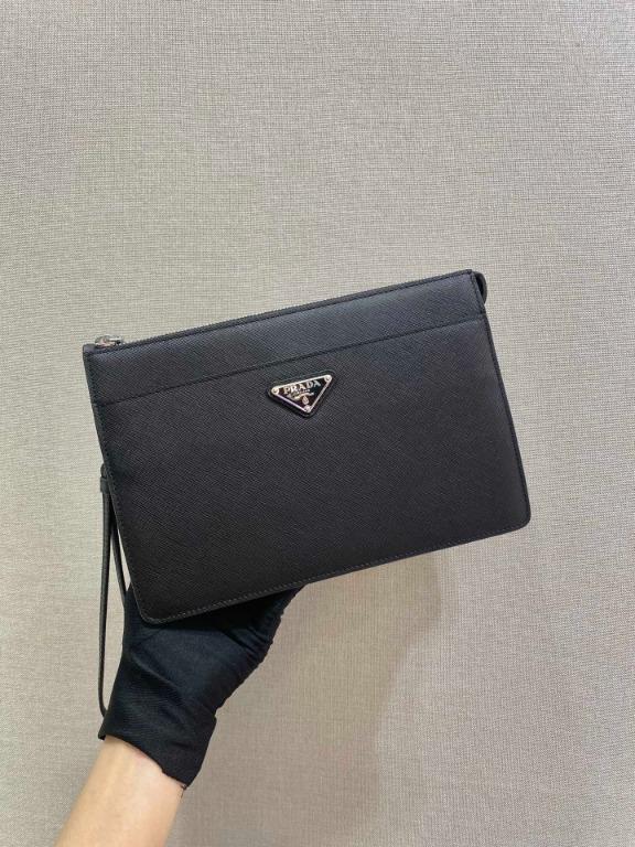 💯 Authentic Prada Saffiano Travel leather clutch pouch men, Luxury, Bags &  Wallets on Carousell