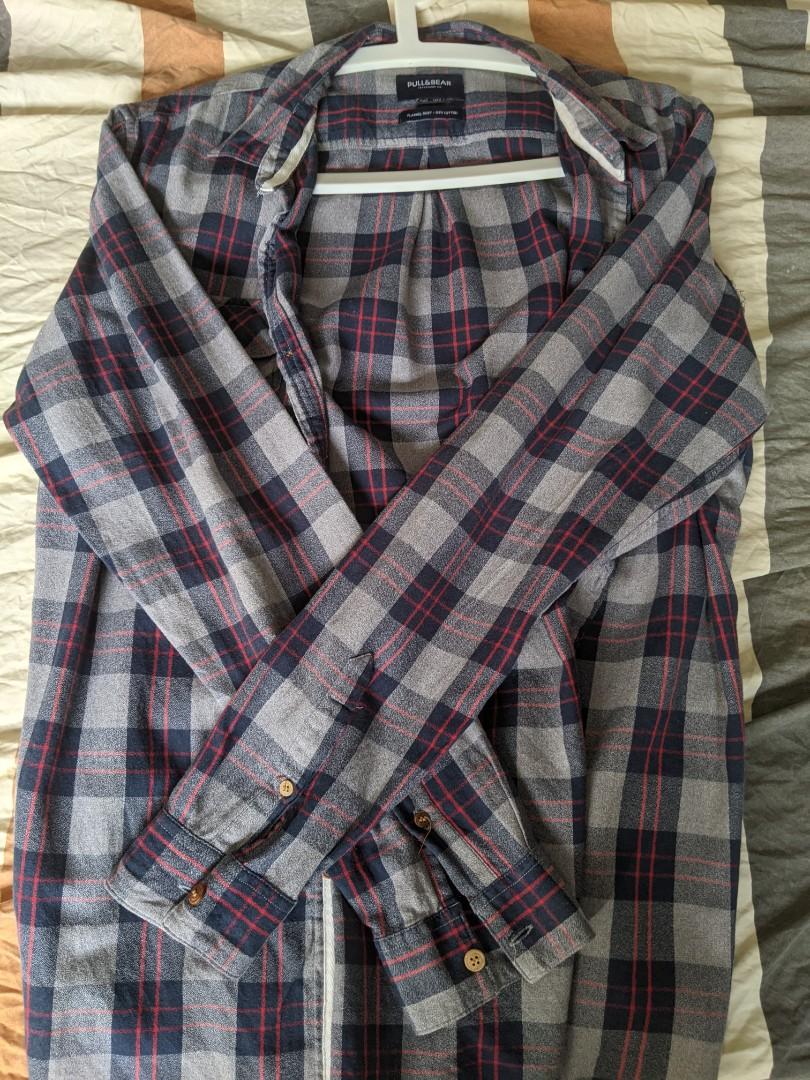 Pull & Bear Flannel Shirt, Men's Fashion, Tops & Sets, Tshirts & Polo