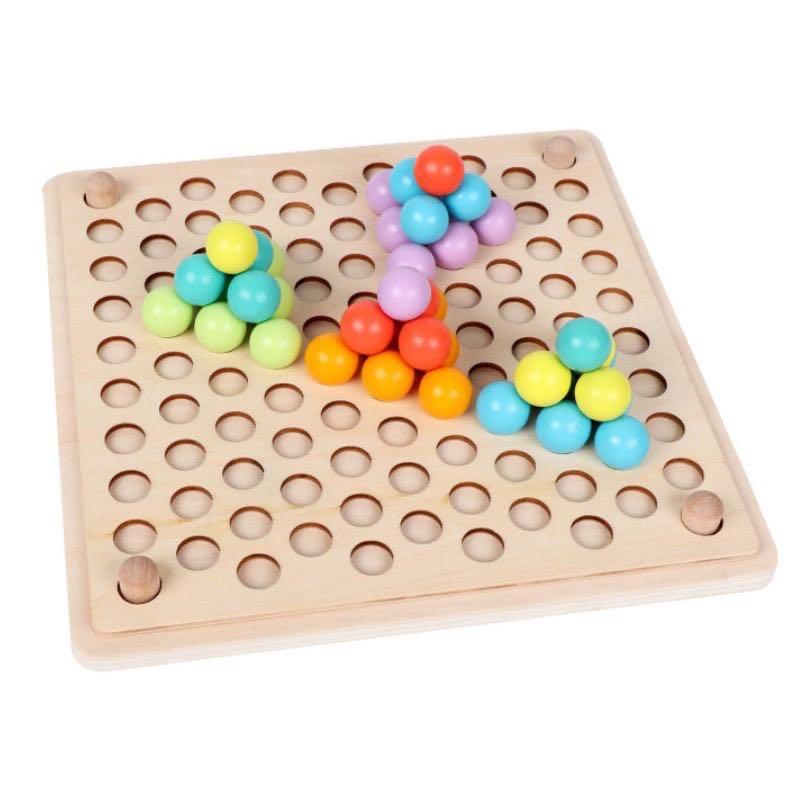 Rainbow beads Fine Motor Skills Montessori Wooden Toy Pick Up Ball