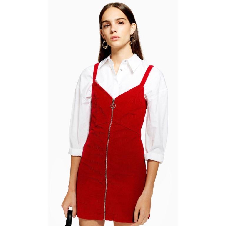 Red corduroy cheap pinafore dress