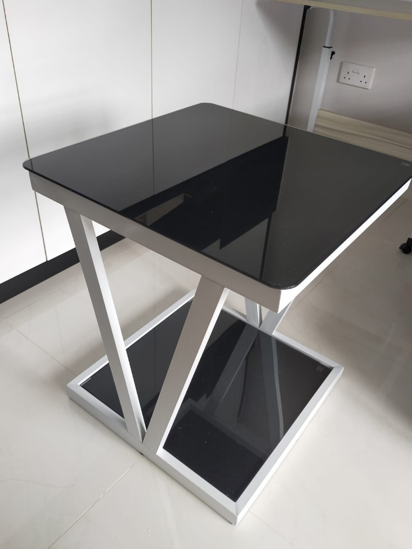 Side table Black glass top, Furniture & Home Living, Furniture