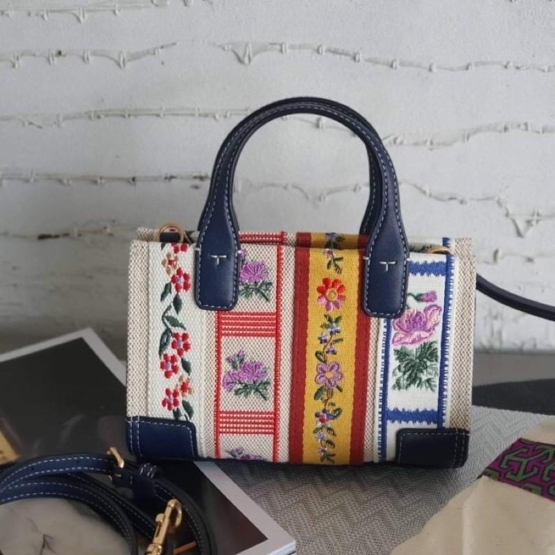 Tas tory burch ella webbing patchwork micro tote