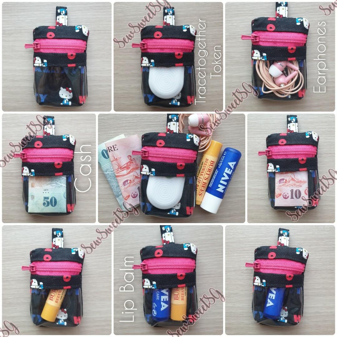 Trace Together Token Pouch (slim) Golden Blue Flowers (tracetogether