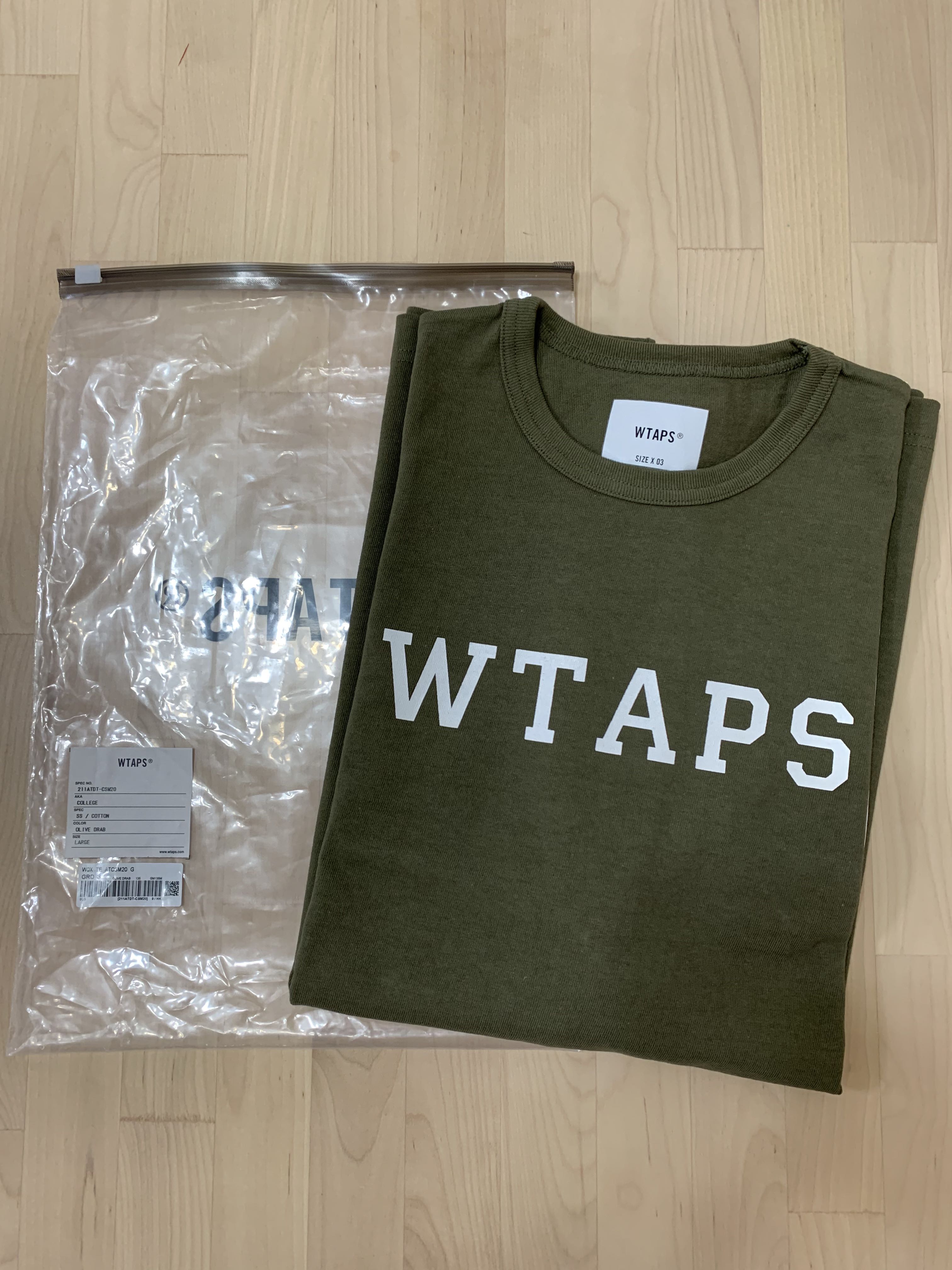 4個まで郵便OK 21SS COLLEGE Tシャツ XLサイズ OLIVE DRAB WTAPS ...