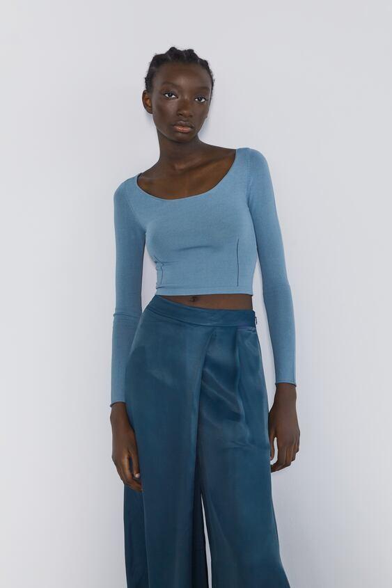 Zara Satin Finish Palazzo Trousers 