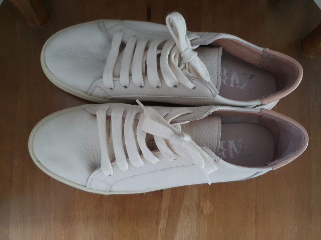 White soft cheap leather trainers