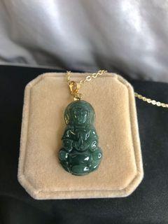 翡翠观音和14k链 Guanyin Jade with Necklace