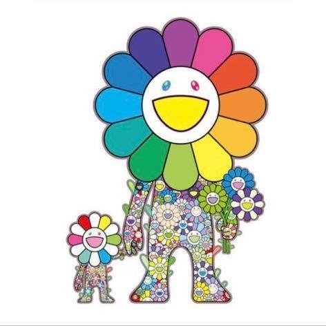 村上隆/ 限量300版“ flower Parent and child “ 太陽花親筆簽名版畫