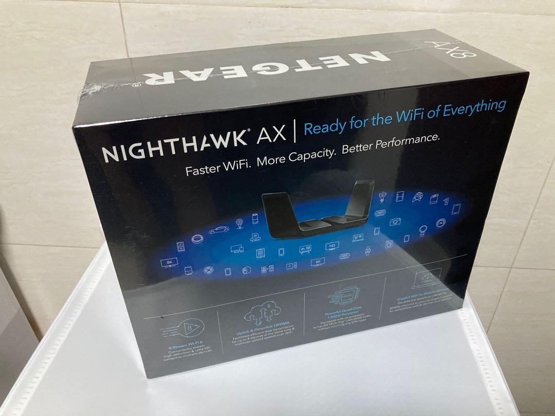 å¨æ° æ¸¯ç NETGEAR RAX75 Nighthawk AX8 8ä¸²æµ AX5700 WiFi 6 è·¯ç±å¨ router, é»è¦ï¼ç§æ, é»è¦å¨éåéä»¶, Wifiåä¸ç¶²ç¸éç¢å
