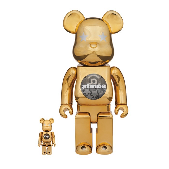 [全新] BE@RBRICK Bearbrick atmos GOLD CHROME 100％ & 400 