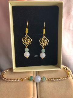 翡翠紫录首饰配套 Jade Earrings & Bracelet Set