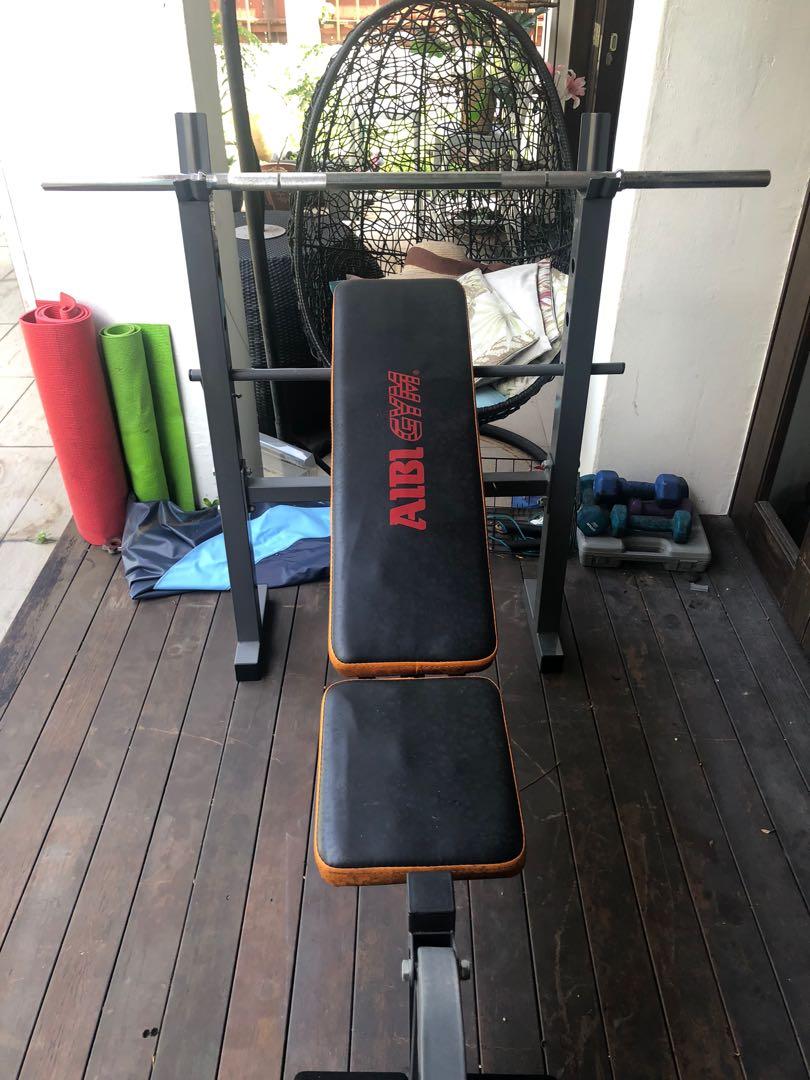 Adjustable Aibi Bench With 1 2m Decathlon Bar Sports Equipment Exercise Fitness Cardio Fitness Machines On Carousell