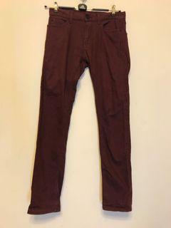 Armani exchange酒紅色休閒褲