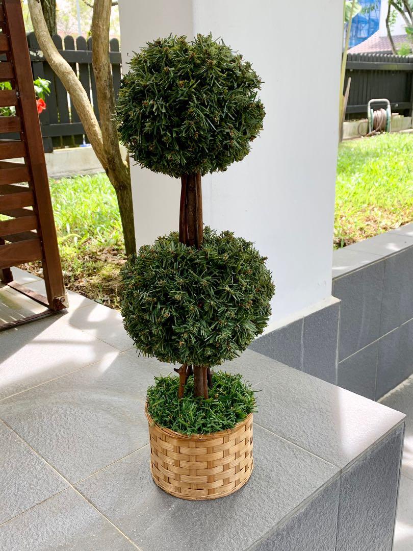 ARTIFICIAL DOUBLE TOPIARY PLANT, Furniture & Home Living, Home Decor