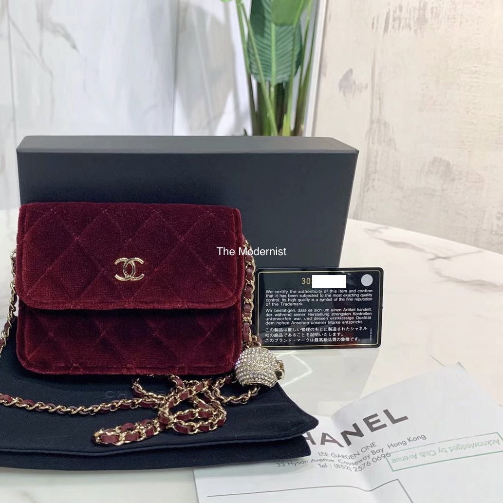 Chanel burgundy outlet velvet bag