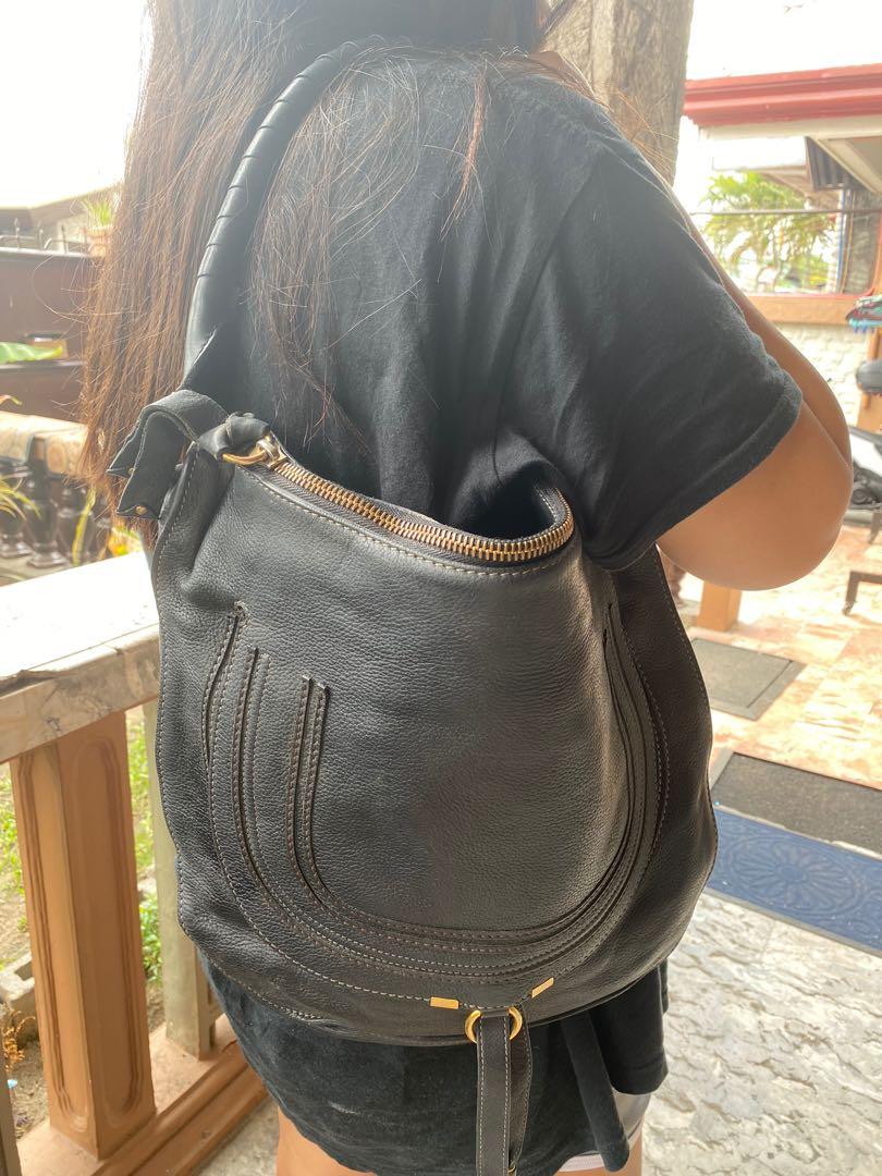 CHLOE Marcie Large Calfskin Leather Shoulder Bag Grey
