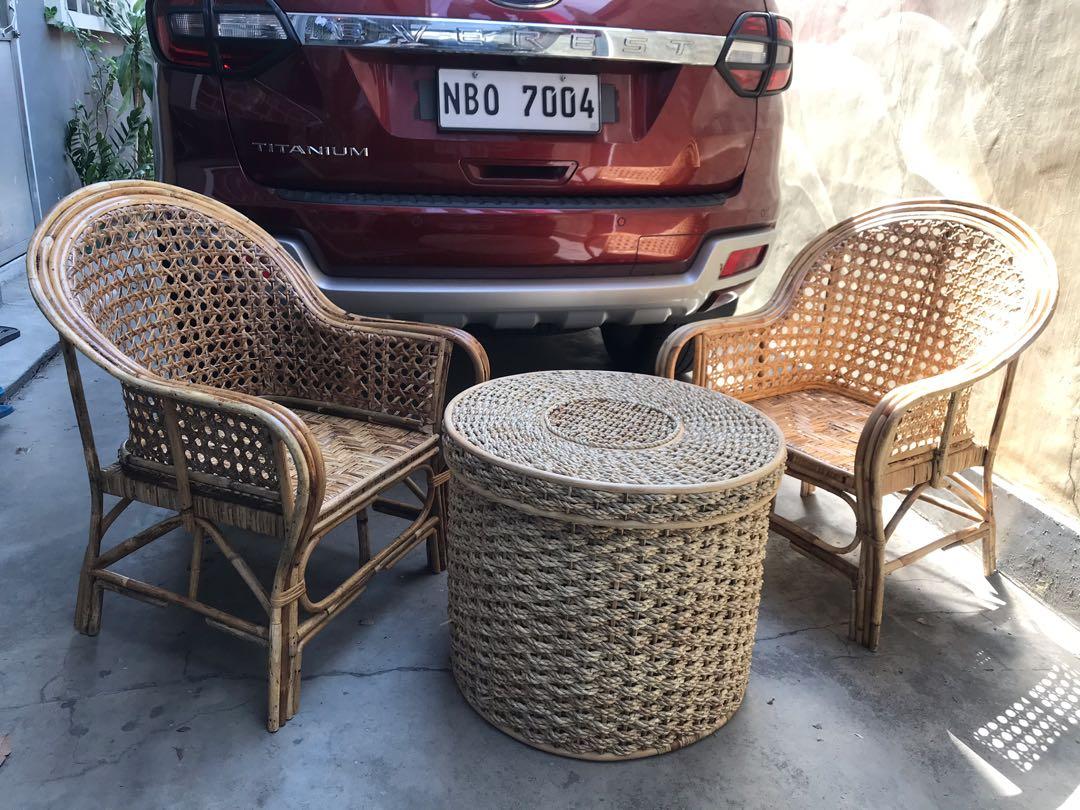 Authentic rattan Armchair set with Dual purpose coffee table/ Rattan