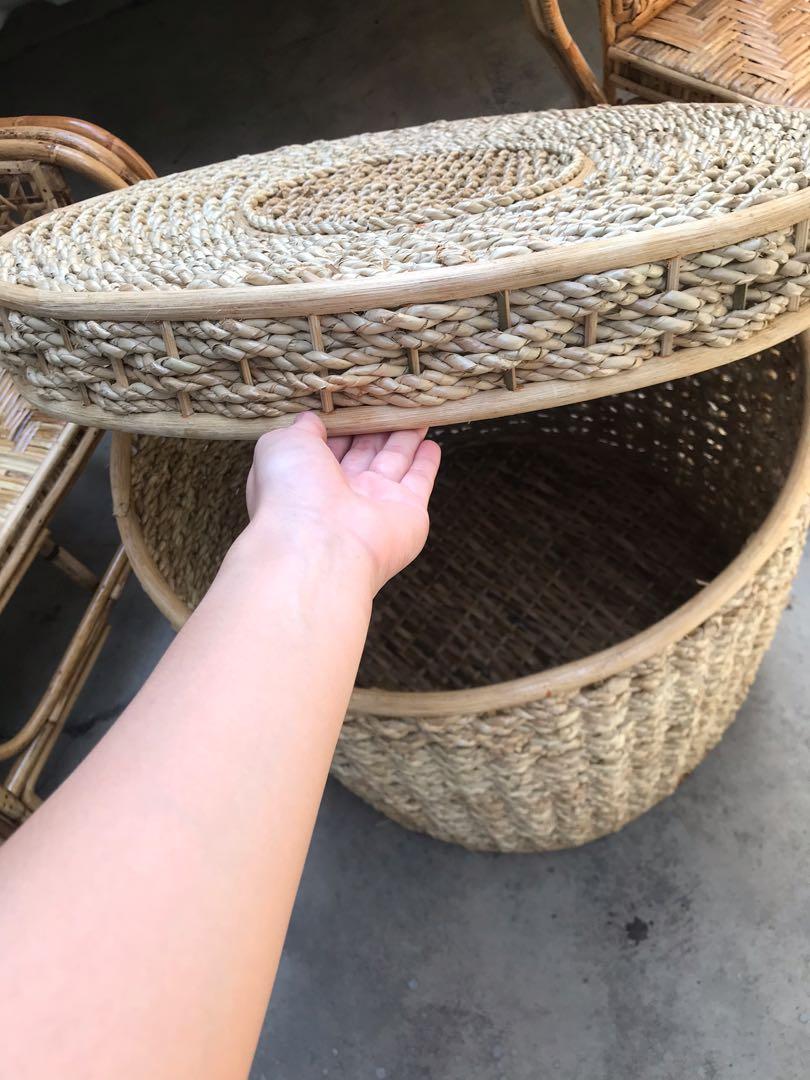 Authentic rattan Armchair set with Dual purpose coffee table/ Rattan