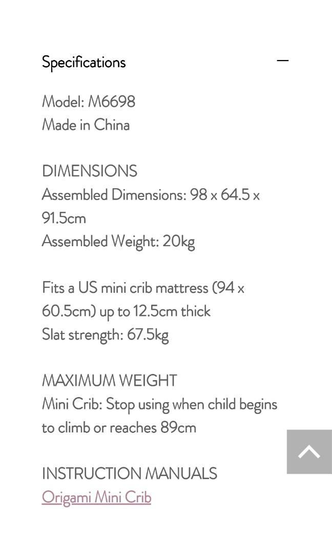 Babyletto Origami Mini Crib (Washed), Babies & Kids, Baby Nursery