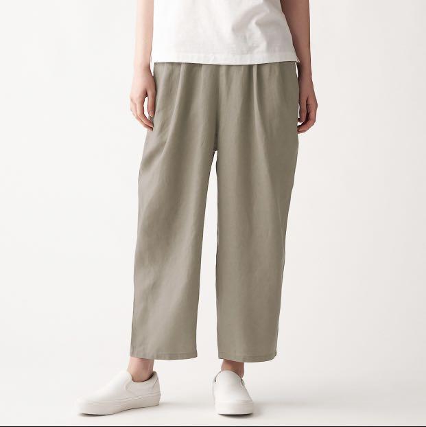 BNWT Muji French Linen Brown Tuck Wide Pants size M, Women's 