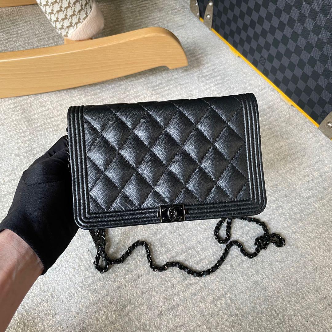 Chanel Le Boy wallet on chain, Luxury, Bags & Wallets on Carousell