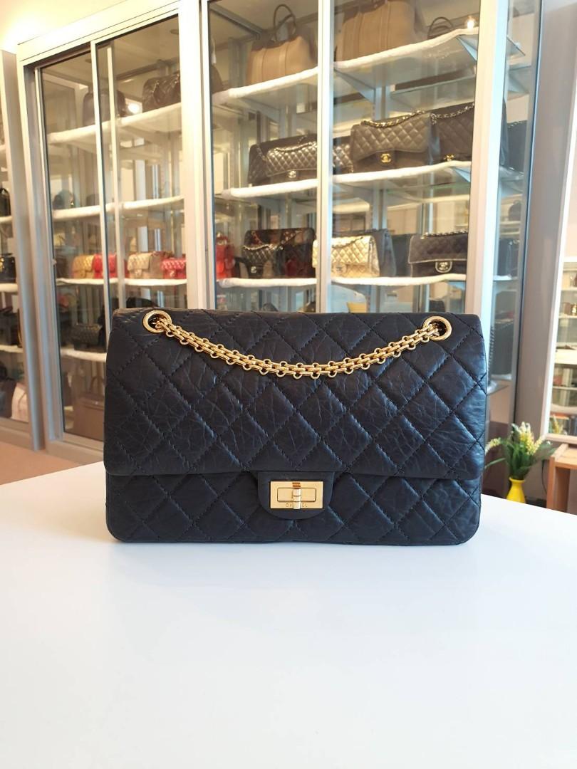 Chanel Reissue 226 Black Calf Series 16 Luxury Bags Wallets on