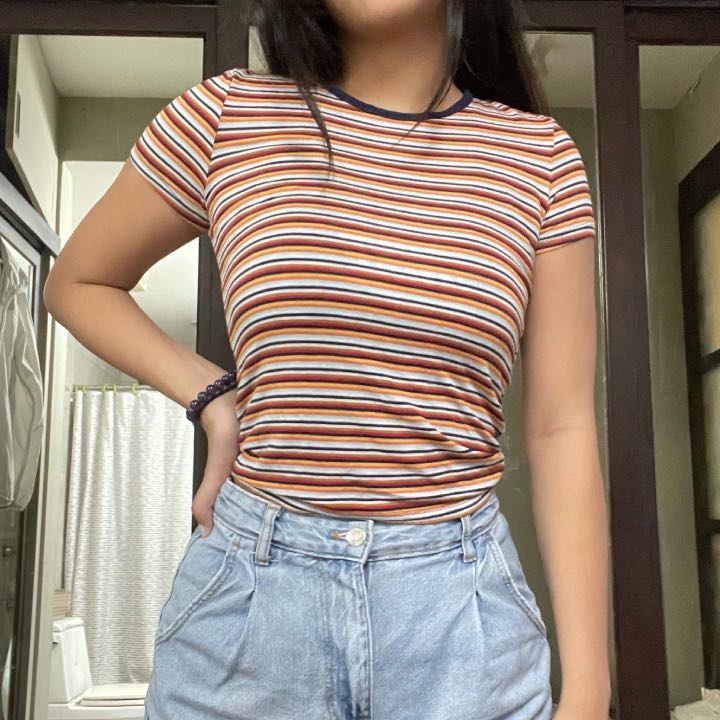 F21 90s Vibe Striped Shirt Women s Fashion Tops Shirts on Carousell