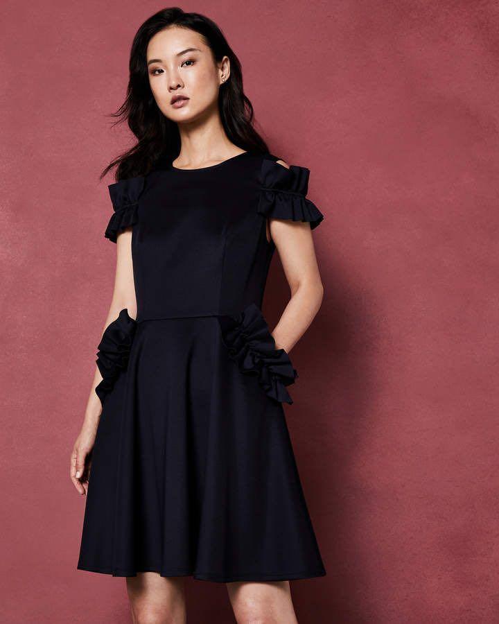 Ted baker deneese ruffle detail dress new arrivals