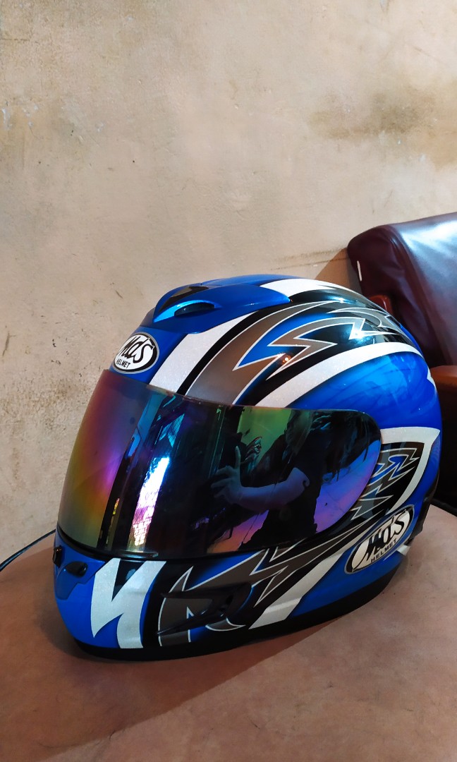 Helm MDS Fullface Motif Biru Motor di Carousell